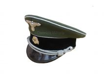 Waffen SS Officerl Visor Cap, Silver Piped